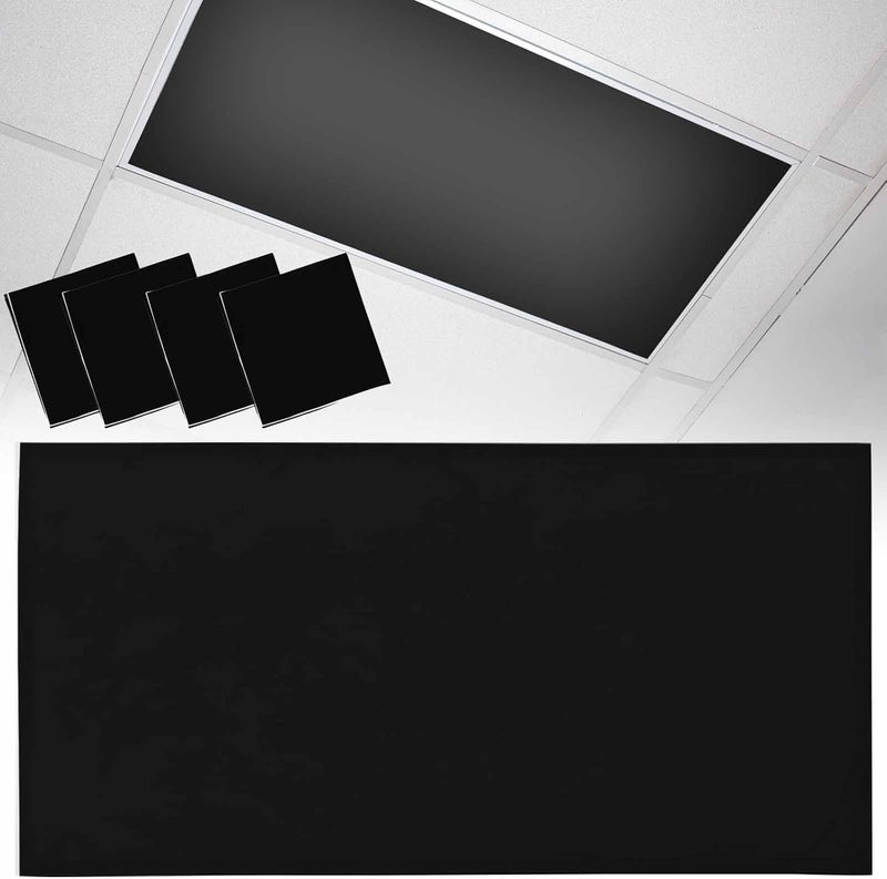 Futuregrace Magnetic Light Cover for Classroom Drop Ceiling,4 Pack 4x2 Ft Fluorescent Light Covers for Office Home Ceiling Light Pure Black Solid Color Lampshade - Image 1